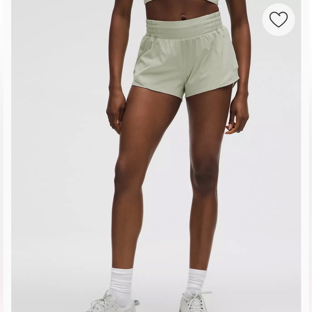 NWT!🍋🍋Lululemon Hotty Hot HR Short 2.5”🍋🍋. Size 8. Color Fog Green.